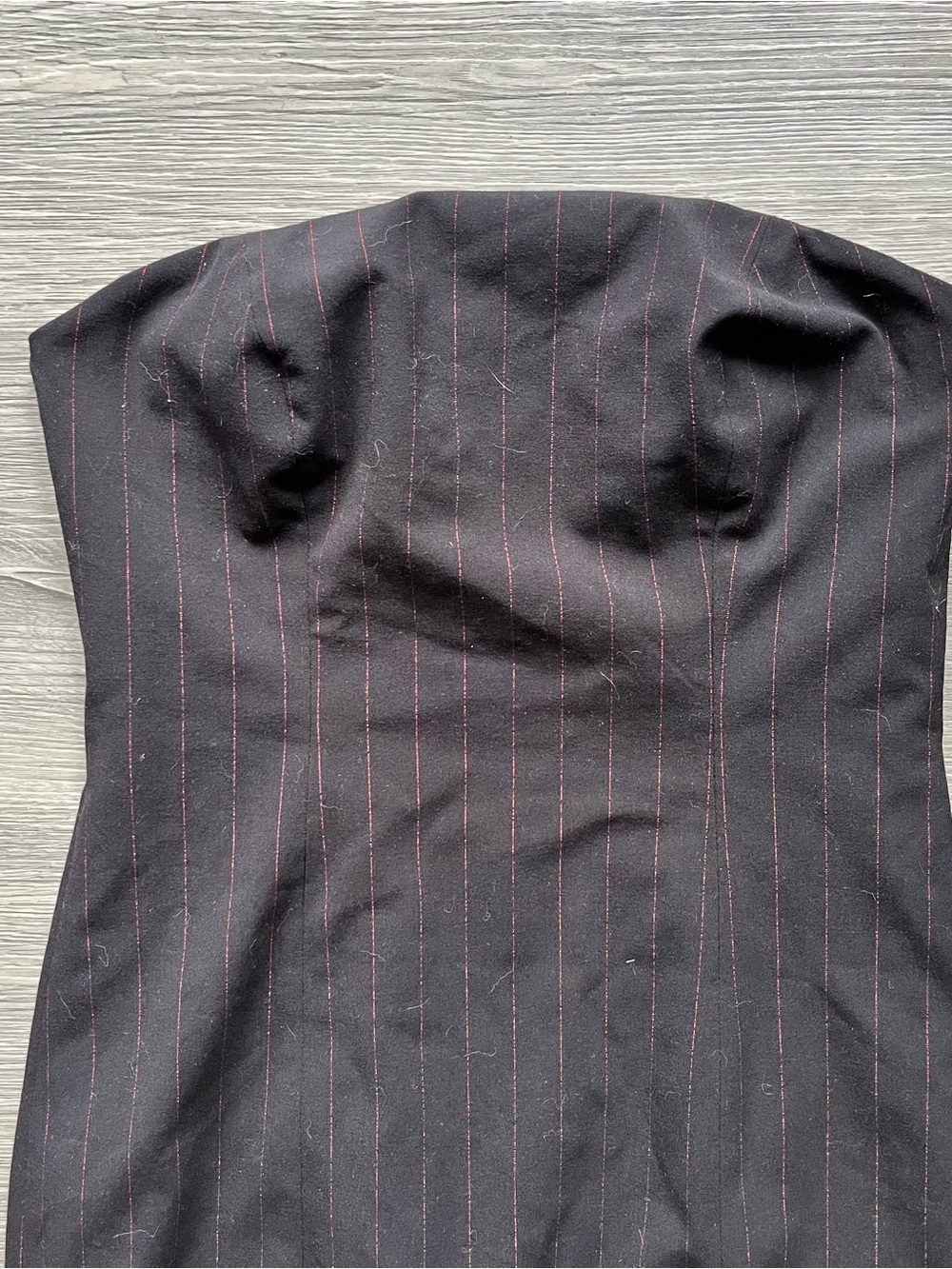 Y2K Black & Red Pinstripe Strapless Mini Dress - Picture 3 of 6